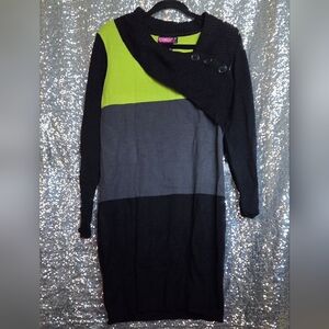 Say What? Black, Gray, and Green Long Sleeve Dress